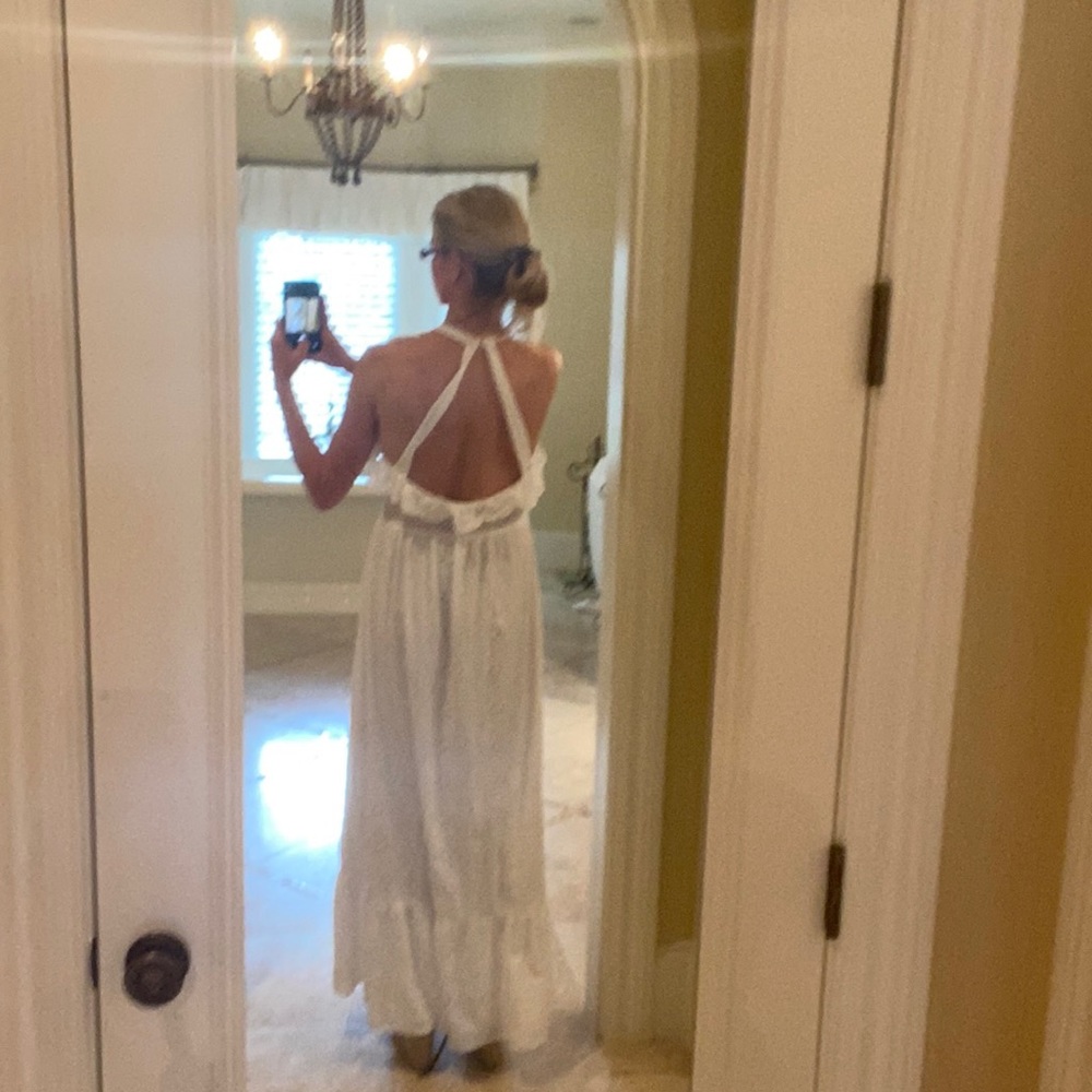 Long White backless Summer Dress